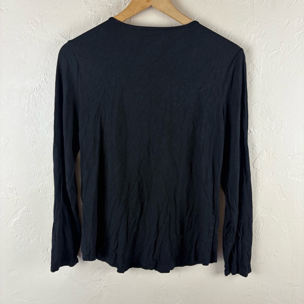 Chico's Black Long Sleeve Shirt Tee Womens size 1 Medium - Picture 4 of 5